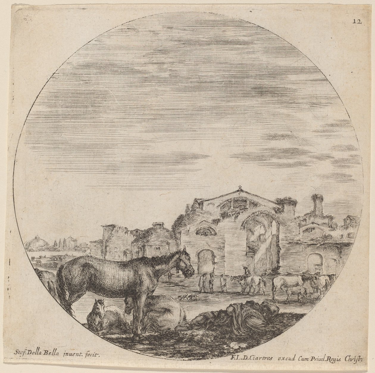 Diocletianus och Herdens sovande bad, 1646. av Stefano della Bella