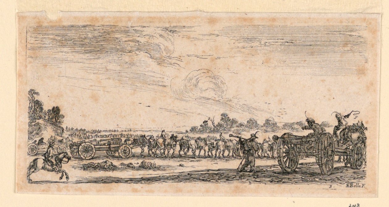 Battle Scene, från "Designs of Some Troop Conduct, Cannons, and Town Attacks" av Stefano della Bella