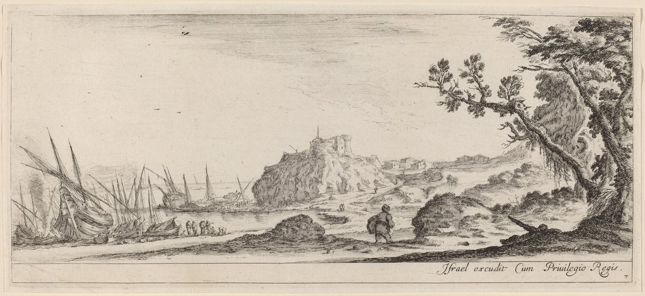 Båtar på stranden, i eller före 1647. av Stefano della Bella