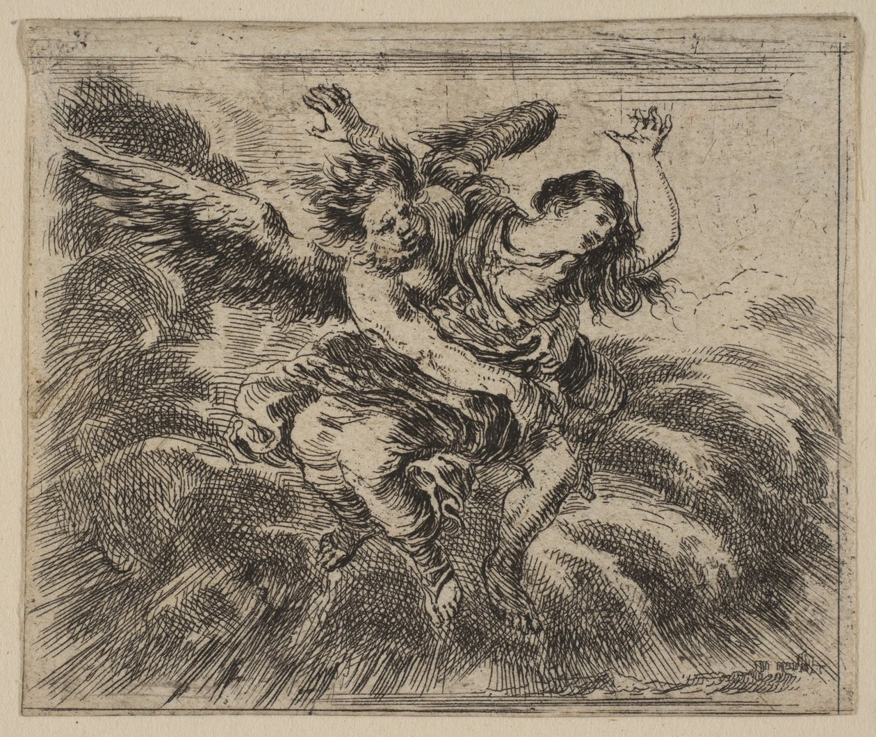 Boreas och Oreithyia, från Game of Mythology Jeu de la Mythologie, 1644. av Stefano della Bella