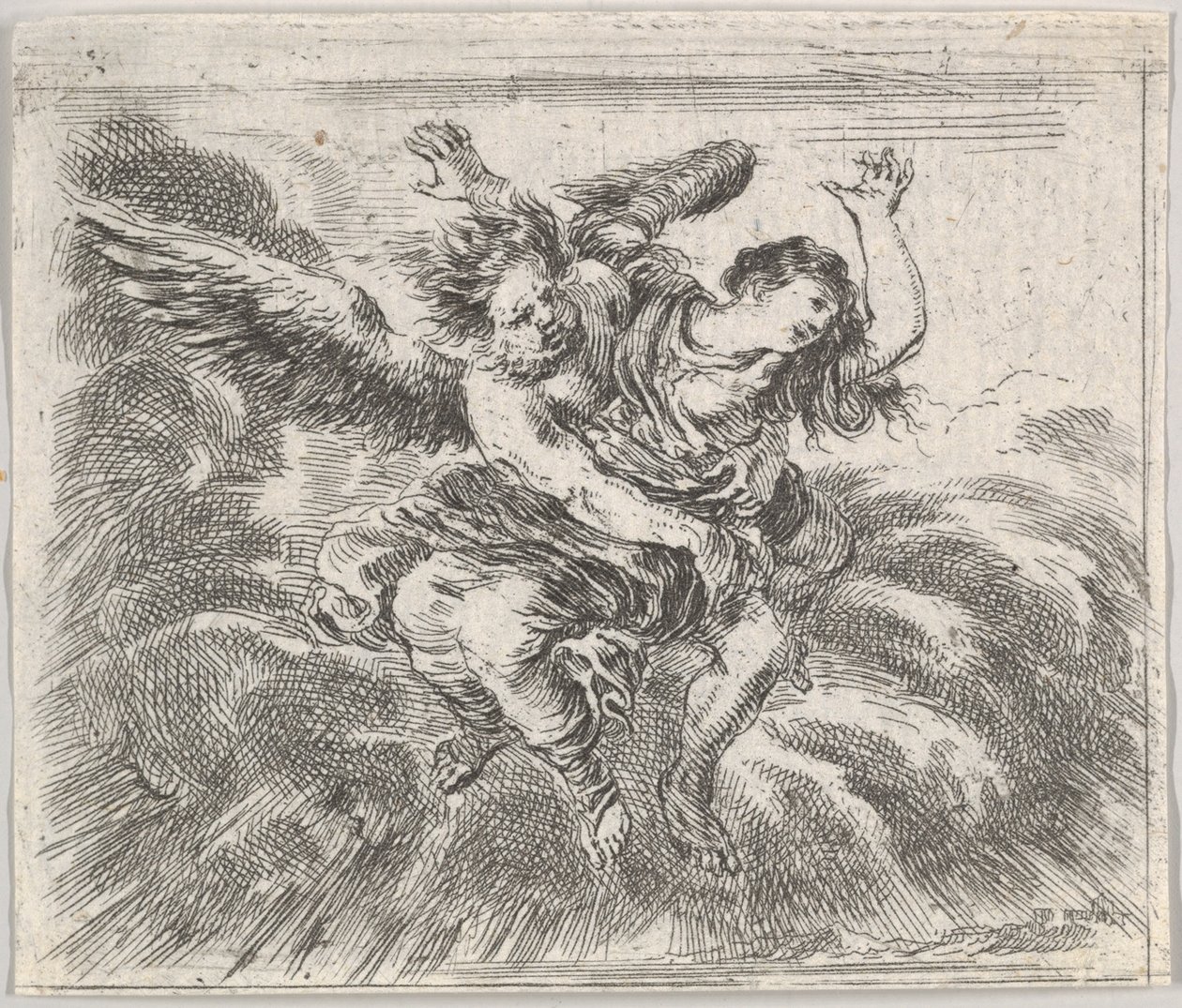 Boreas och Orithyia, från Game of Mythology Jeu de la Mythologie, 1644. av Stefano della Bella