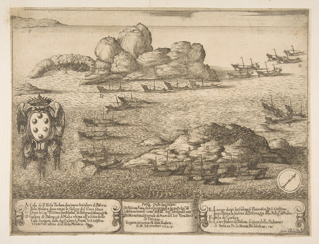 Infångande av två galärer vid Byserta, 1628. av Stefano della Bella
