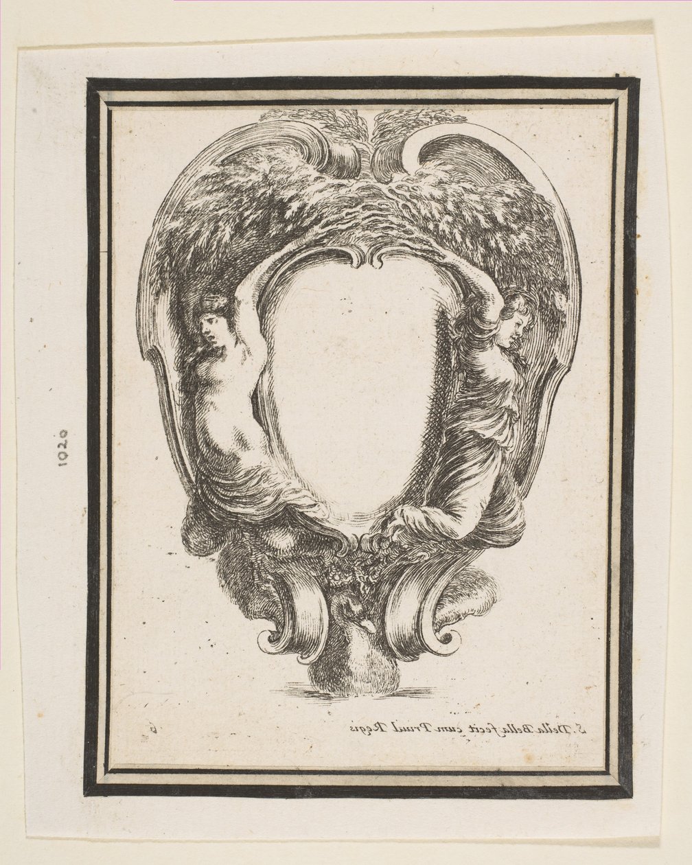 Kartusch med anka och nymfer, 1647. av Stefano della Bella