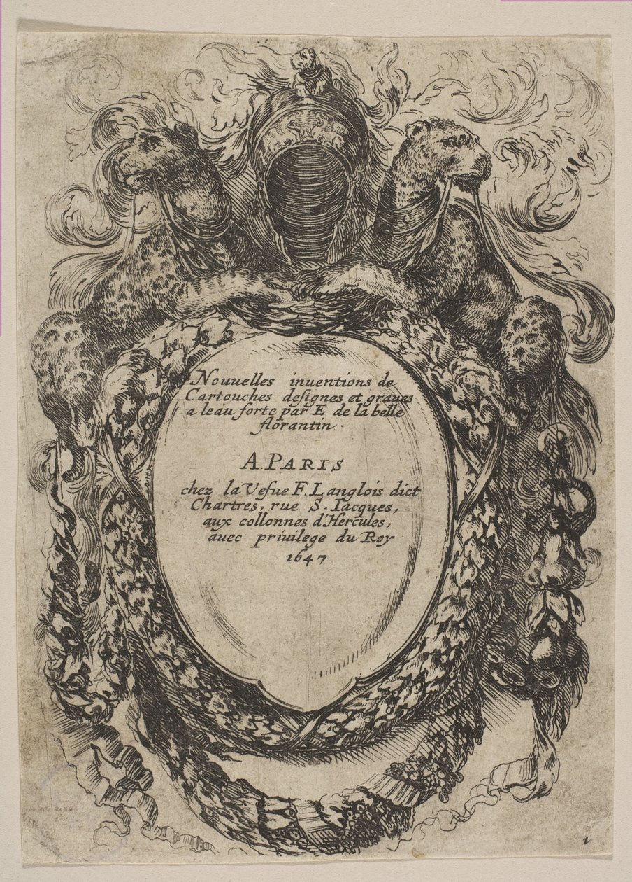 Patron med titel: New Inventions of Cartridges, 1647. av Stefano della Bella