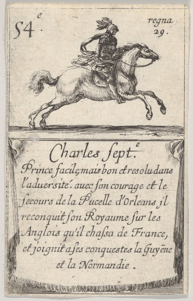 Charles Sept.-e Prince facile..., från Game of the Kings of France Jeu des Rois de Fr..., 1644. av Stefano della Bella