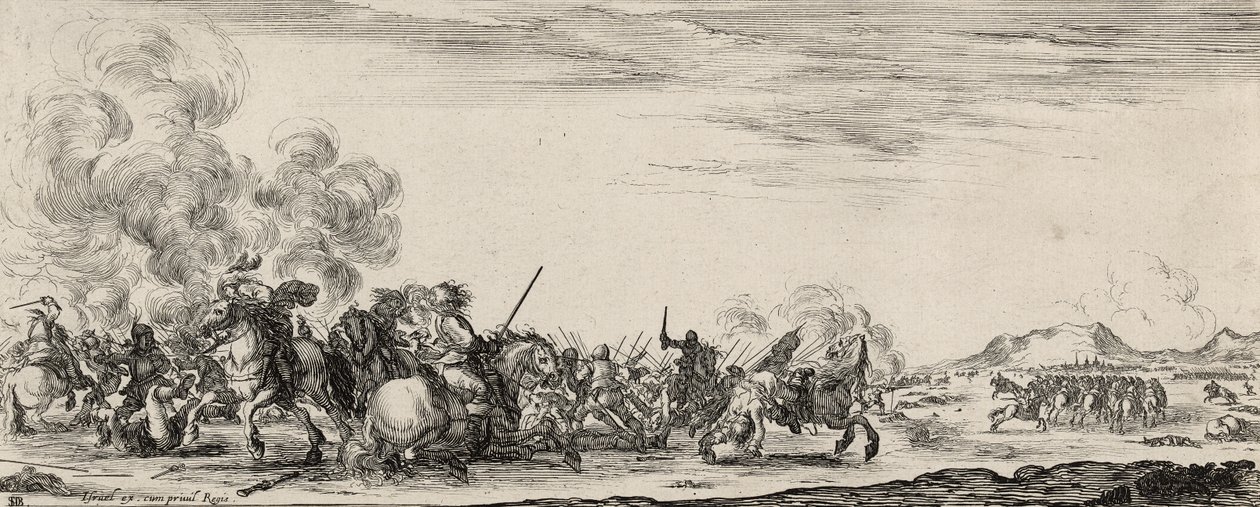 Choc de Cavalerie (etsning på lagt papper) av Stefano della Bella