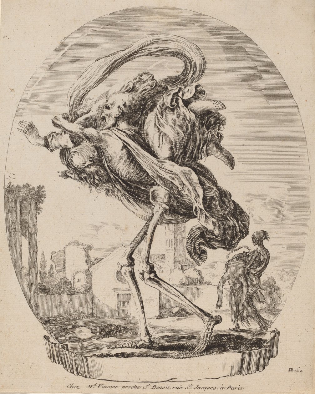 Död som bär en kvinna, troligen 1648. av Stefano della Bella