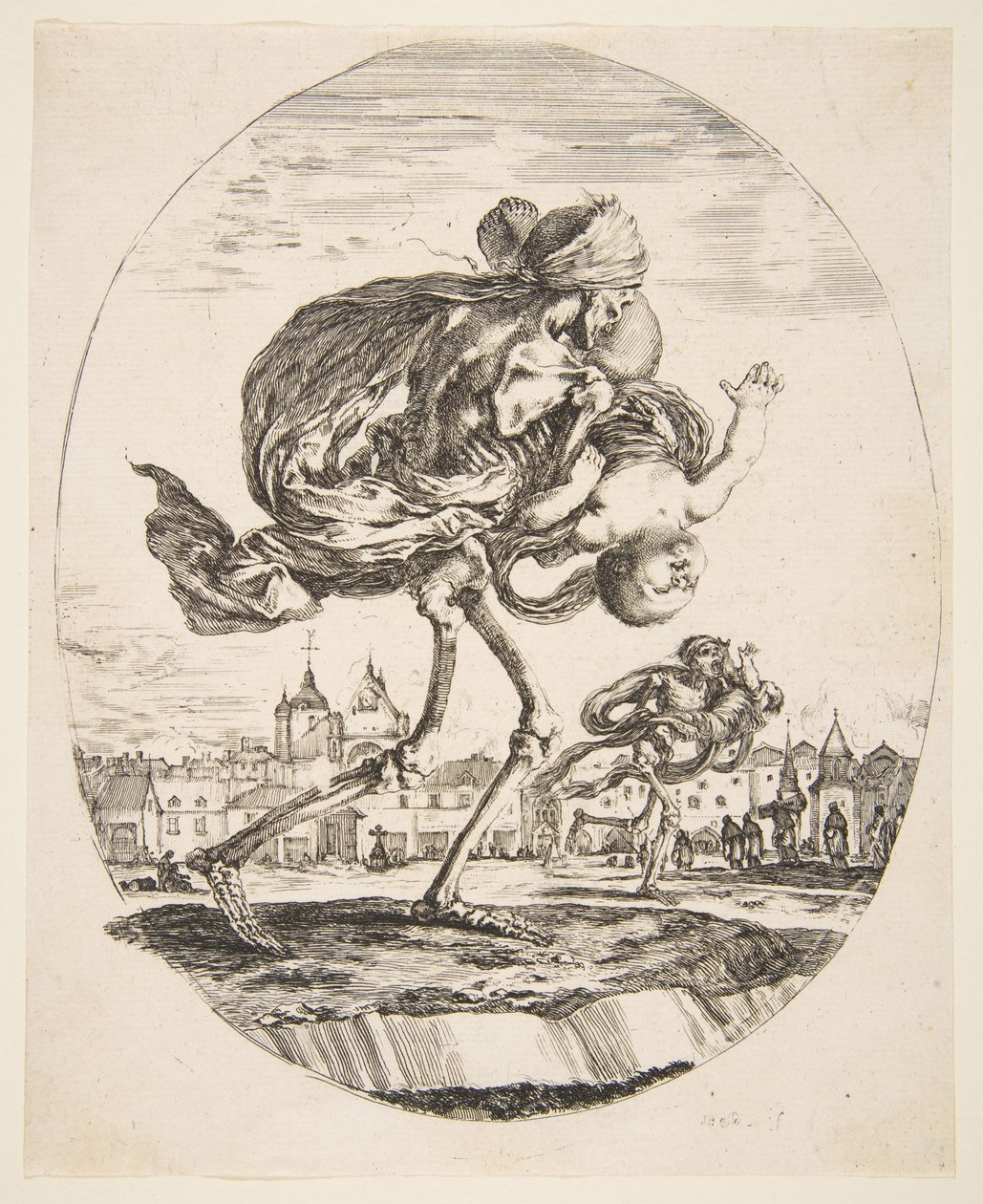 Death Carrying an Infant, från The five deaths Les cinq Morts, ca. 1648. av Stefano della Bella