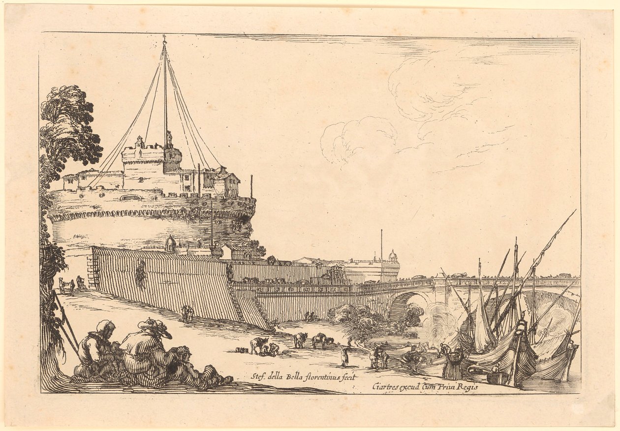 Engelsburg i Rom, blad 2 i serien ”Olika figurer” av Stefano della Bella
