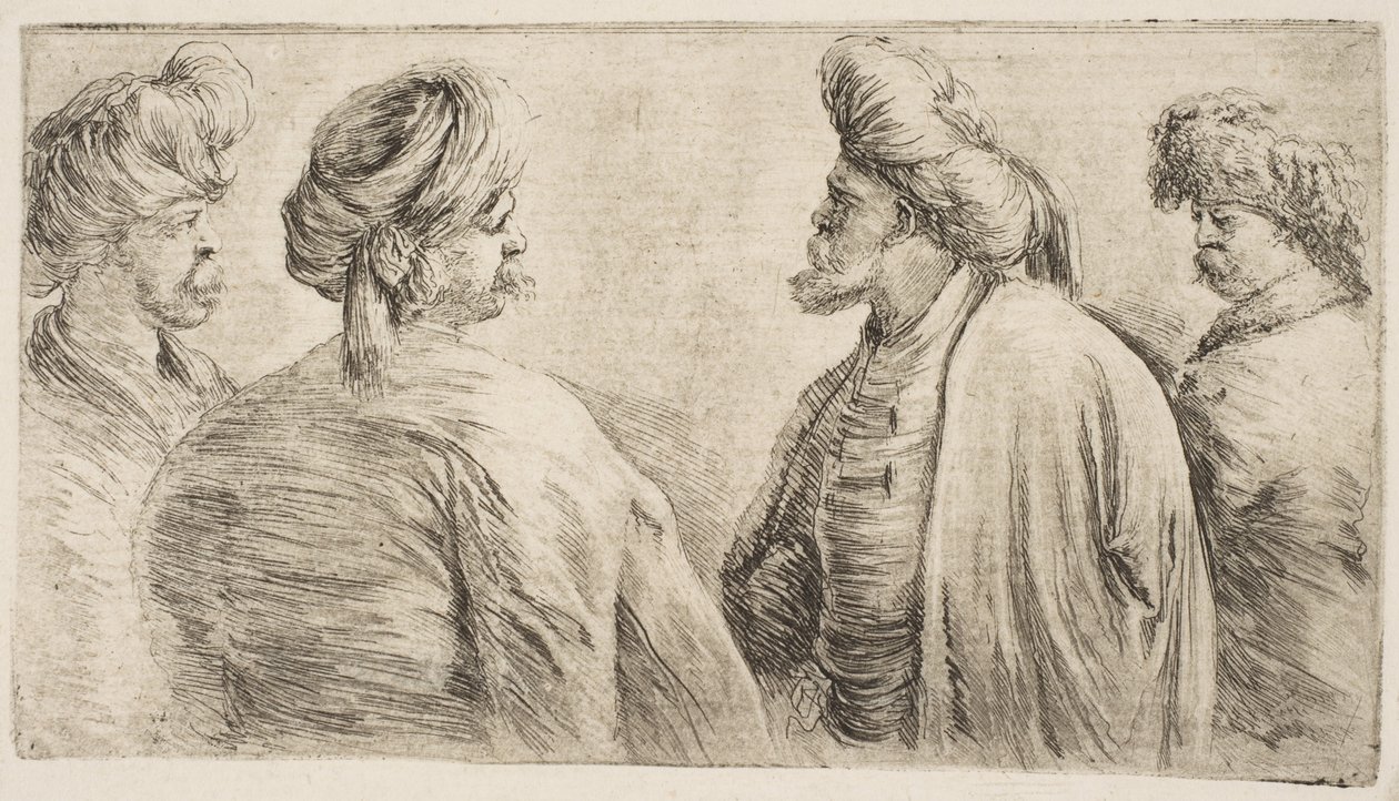 Fyra turkar, halvlängd, ca. 1662. av Stefano della Bella