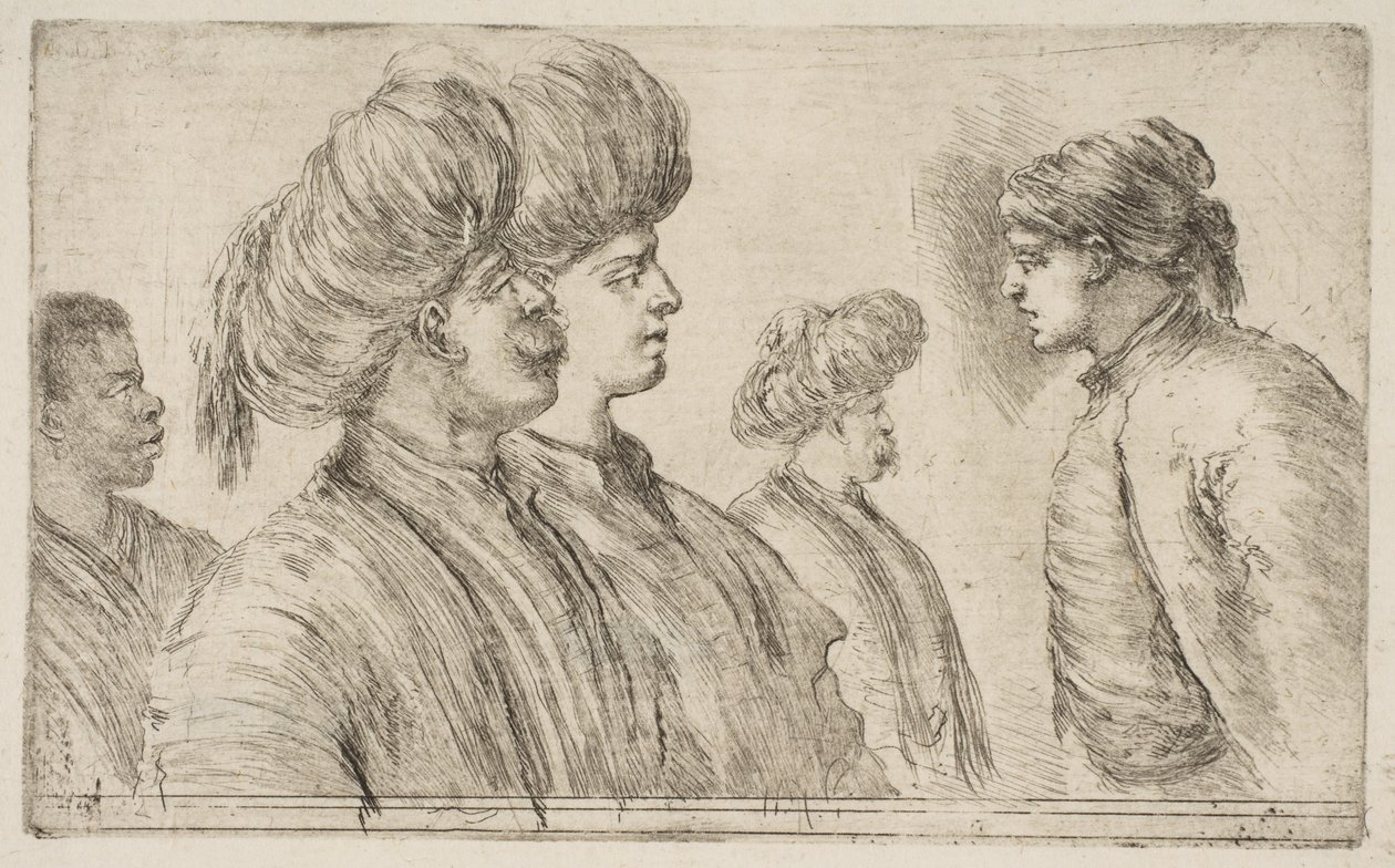 Fyra turkar och en svart man, ca. 1662. av Stefano della Bella