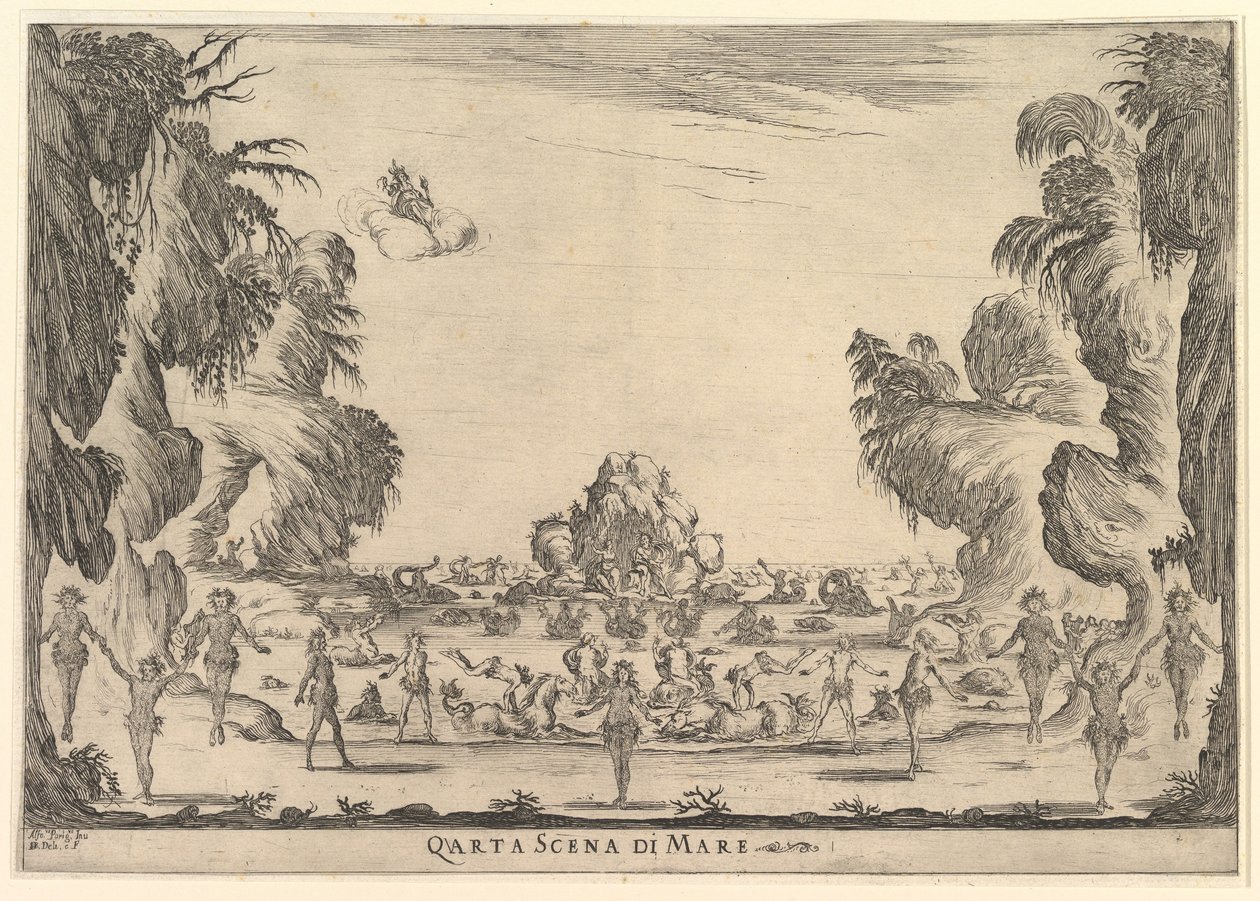 Fjärde scenen, havet, från gudarnas äktenskap Le nozze degli Dei, 1637. av Stefano della Bella