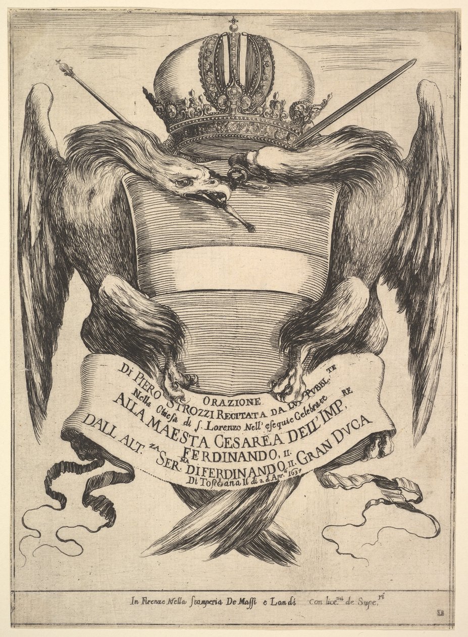 Frontispice för begravningen av kejsar Ferdinand II Esequie dellimperadore Ferdinando..., 1637. av Stefano della Bella