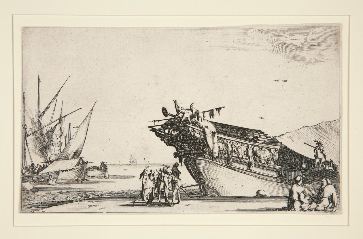 Harbour Scene från en serie om åtta marinsoldater, Dev. 813 av Stefano della Bella