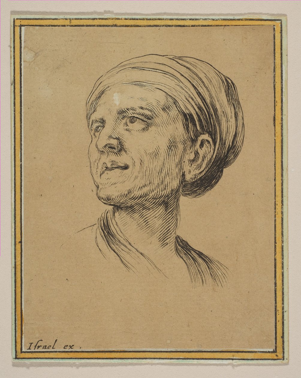 Head of a Woman in Three Quarter View, från Diverse huvuden och figurer Diverses tetes et..., 1650. av Stefano della Bella
