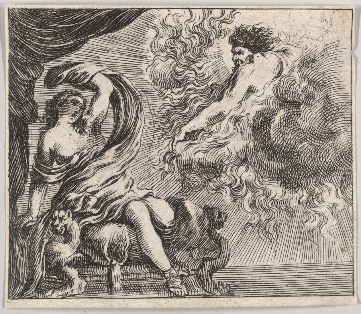 Jupiter och Semele, från Game of Mythology Game of Mythology, av Stefano della Bella