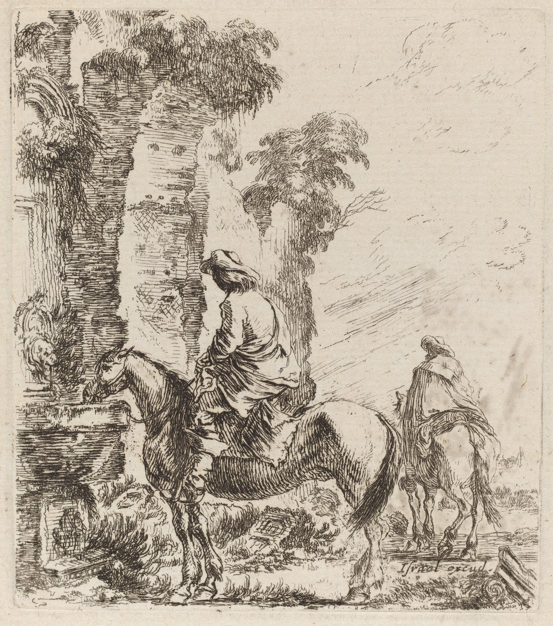 Landskap med ryttare, 1646. av Stefano della Bella