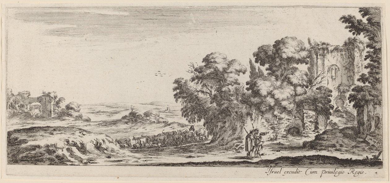 Landskap med ruiner, i eller före 1647. av Stefano della Bella
