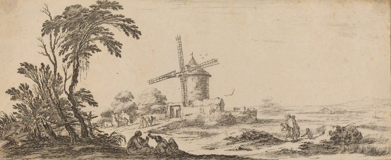 Landskap med väderkvarn, i eller före 1647. av Stefano della Bella