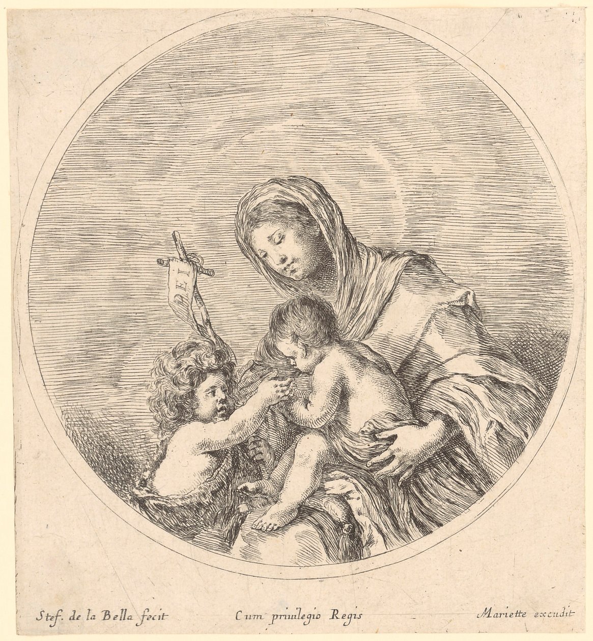 Maria med barnet och Johannes Döparen av Stefano della Bella