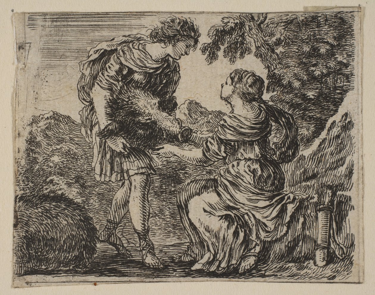 Meleager och Atalanta, från Game of Mythology Jeu de la Mythologie, 1644. av Stefano della Bella