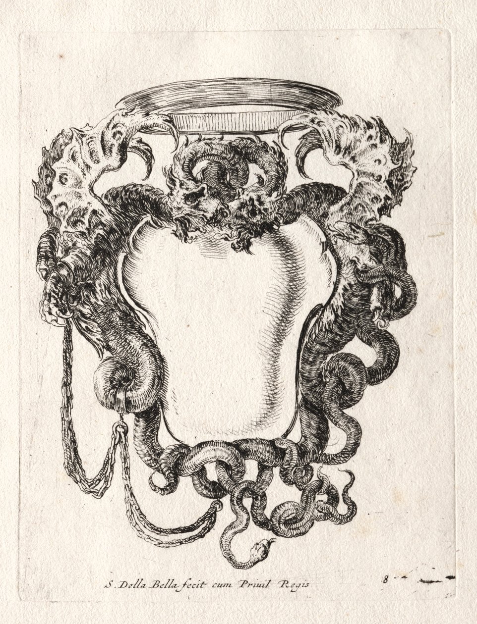 Ny modell för en kartusch, 1647. av Stefano della Bella