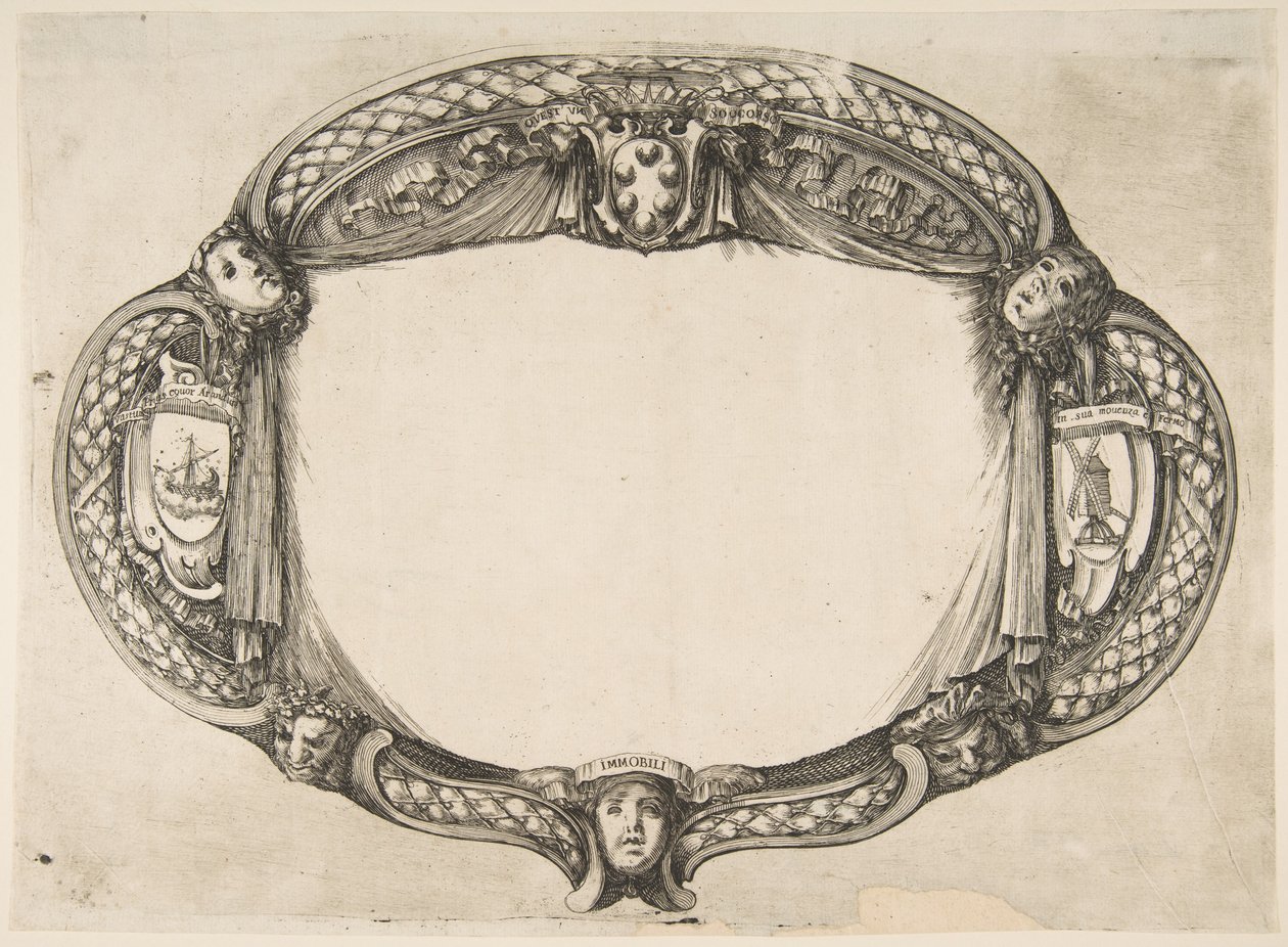 Ornament Design for a Thesis on the Device: Quest un soccorso, ca. 1656. av Stefano della Bella