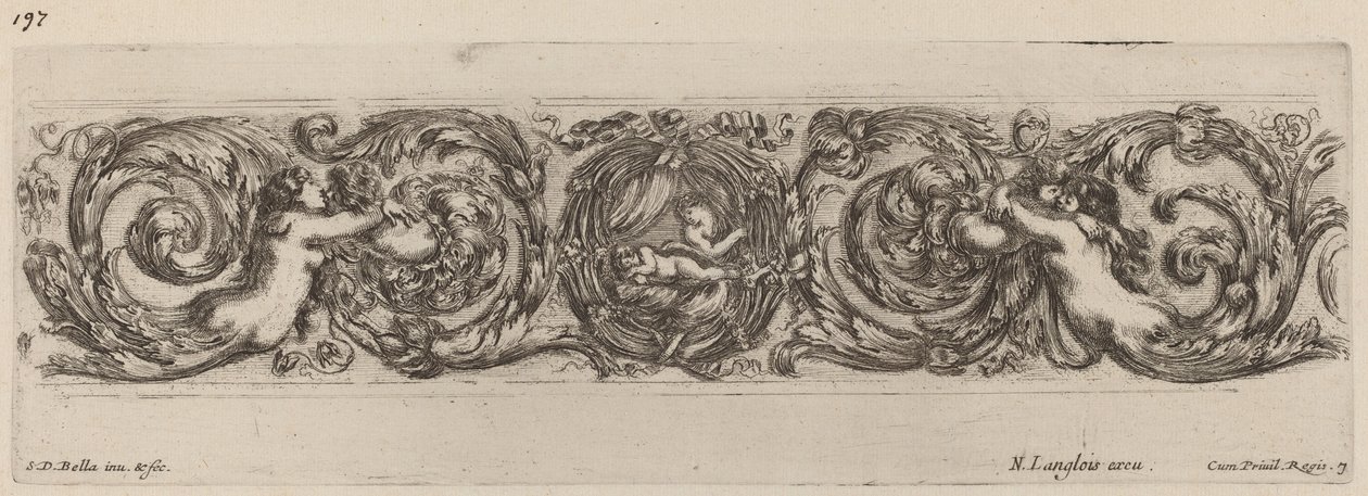 Prydnadsfris med Amor och Psyke, troligen 1648. av Stefano della Bella