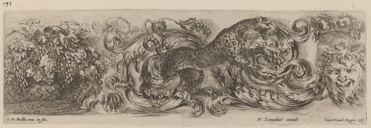 Prydnadsfris med leopard, troligen 1648. av Stefano della Bella
