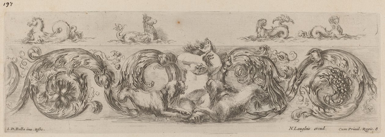 Prydnadsfris med marina varelser, troligen 1648. av Stefano della Bella