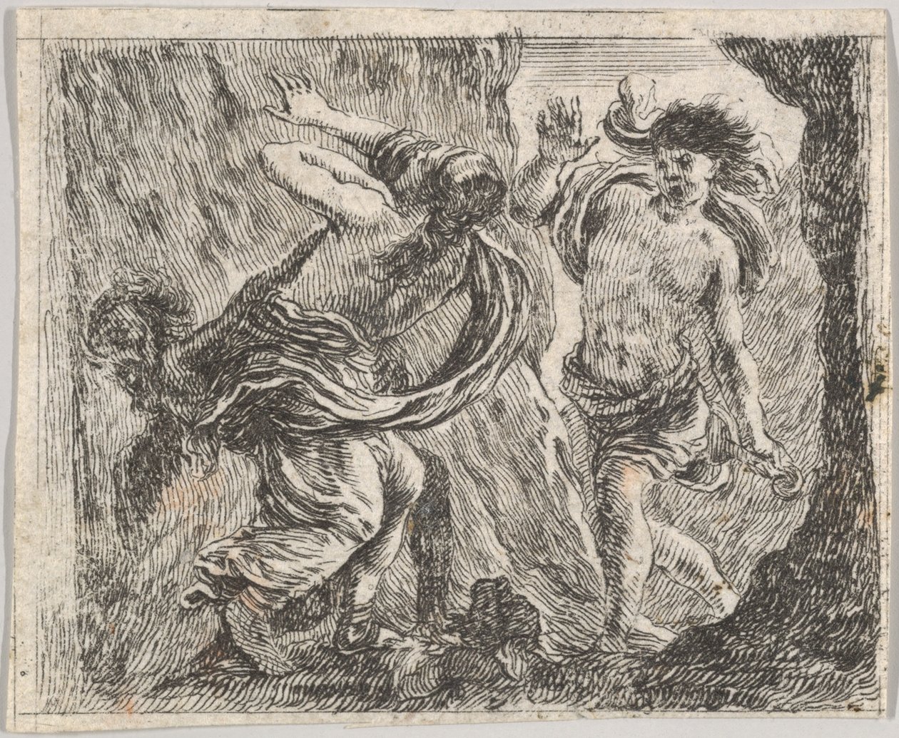 Orpheus och Eurydice, från Game of Mythology Jeu de la Mythologie, 1644. av Stefano della Bella