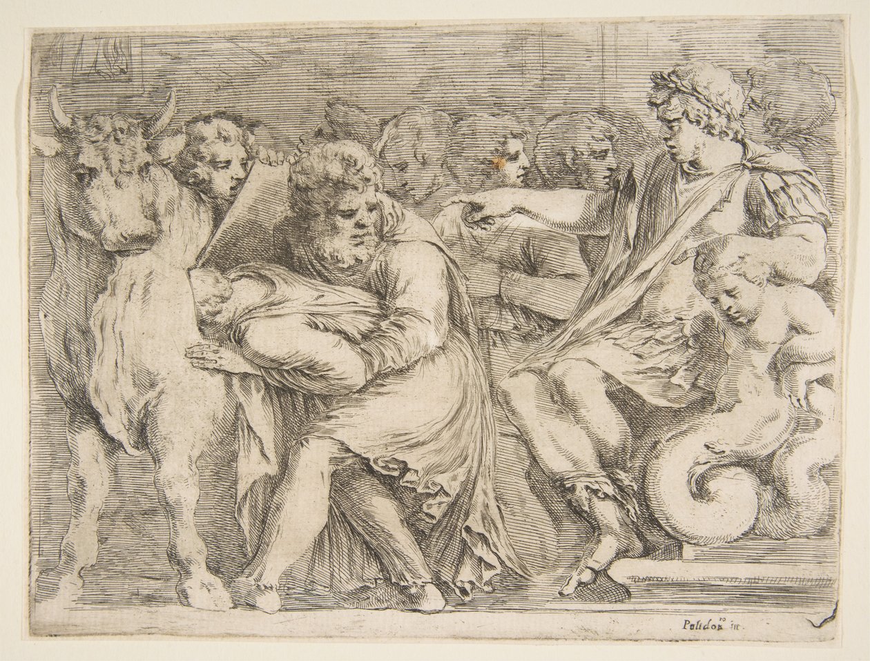 Phalaris har Perillus kastat i bronstjuren, 1600-talet. av Stefano della Bella