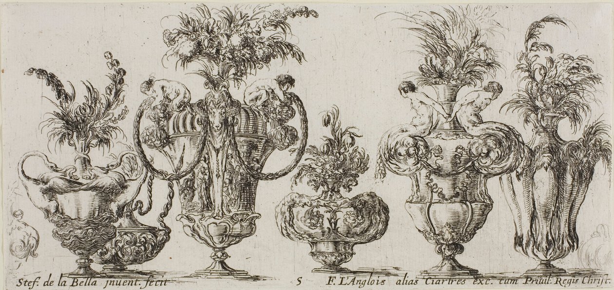 Tallrik fem från Collection of Various Vases av Stefano della Bella