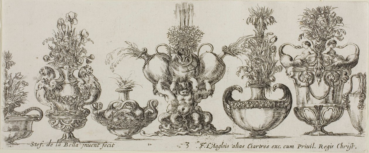 Tallrik tre från Collection of Various Vases av Stefano della Bella