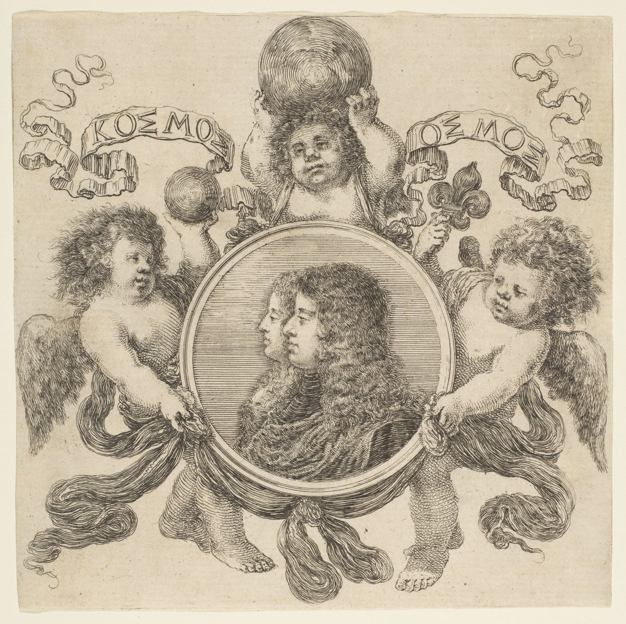 Porträtt av Cosimo de Medici och Marguerite Louise dOrleans, hans fru, 1661. av Stefano della Bella