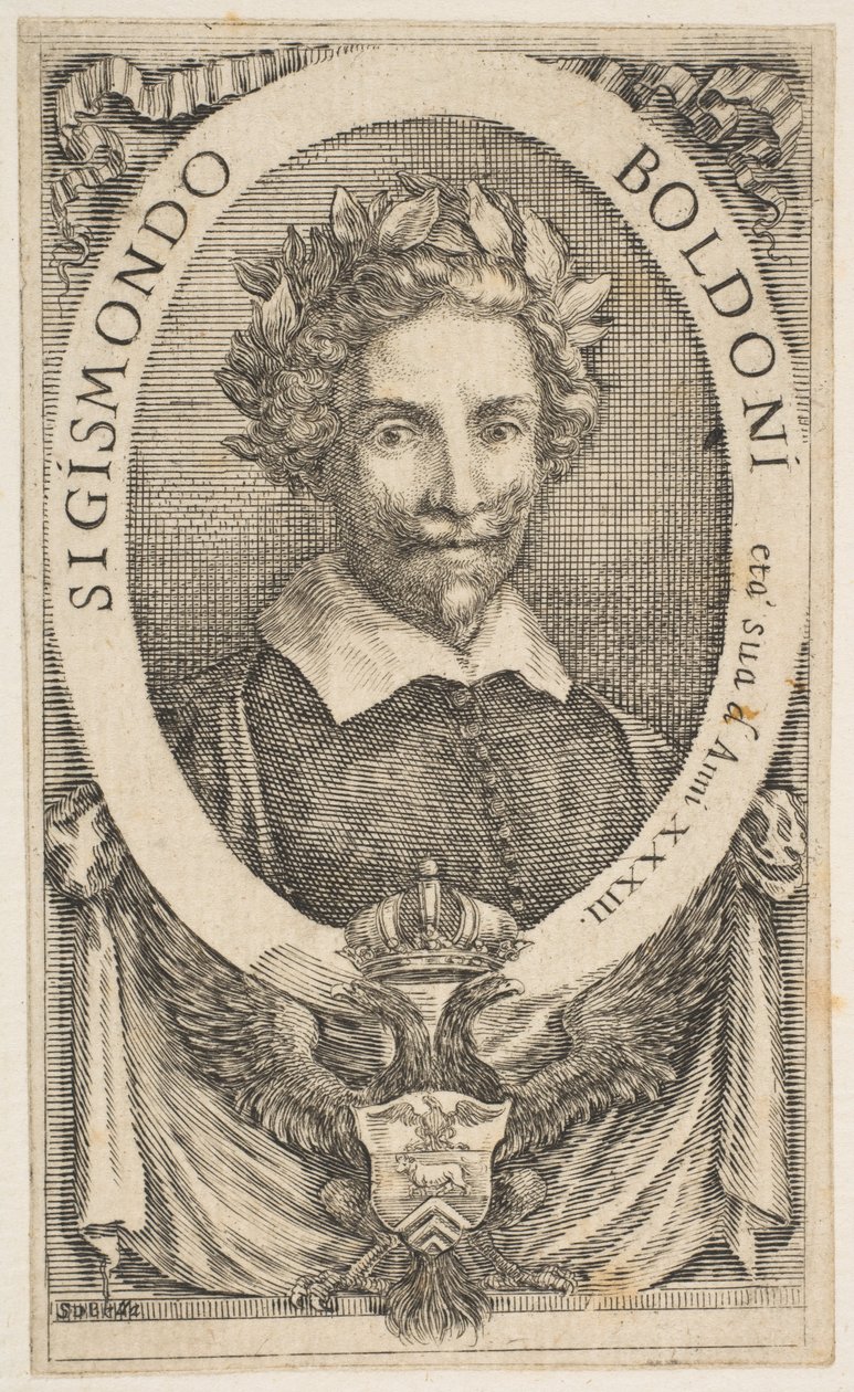 Porträtt av poeten Sigismond Boldoni, 1656. av Stefano della Bella