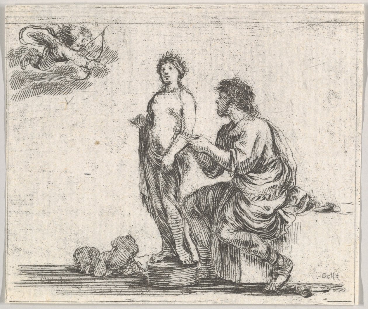 Pygmalion, från Game of Mythology Game of Mythology, 1644. av Stefano della Bella