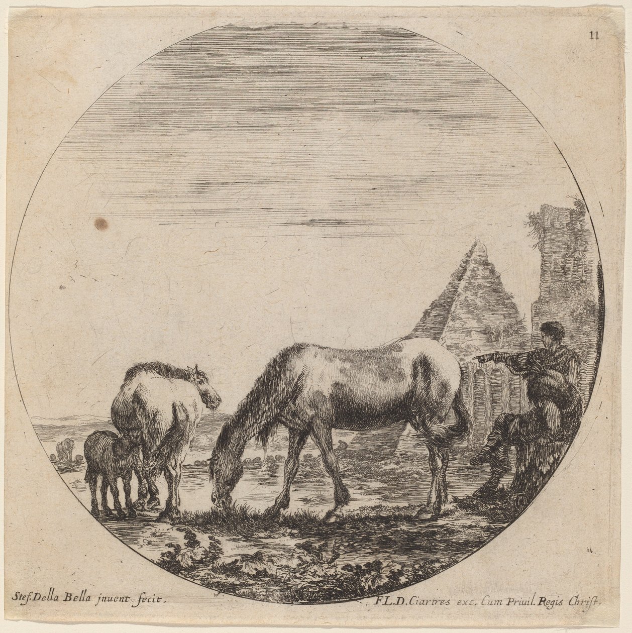 Pyramid av Caius Cestius av Stefano della Bella
