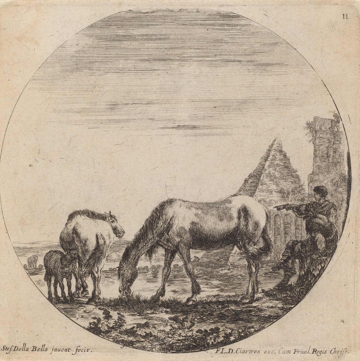 Pyramid av Caius Cestius, 1646. av Stefano della Bella