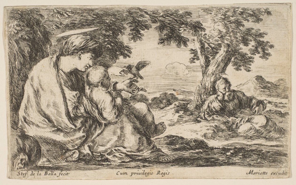 Vila på flykten till Egypten, ca. 1641. av Stefano della Bella