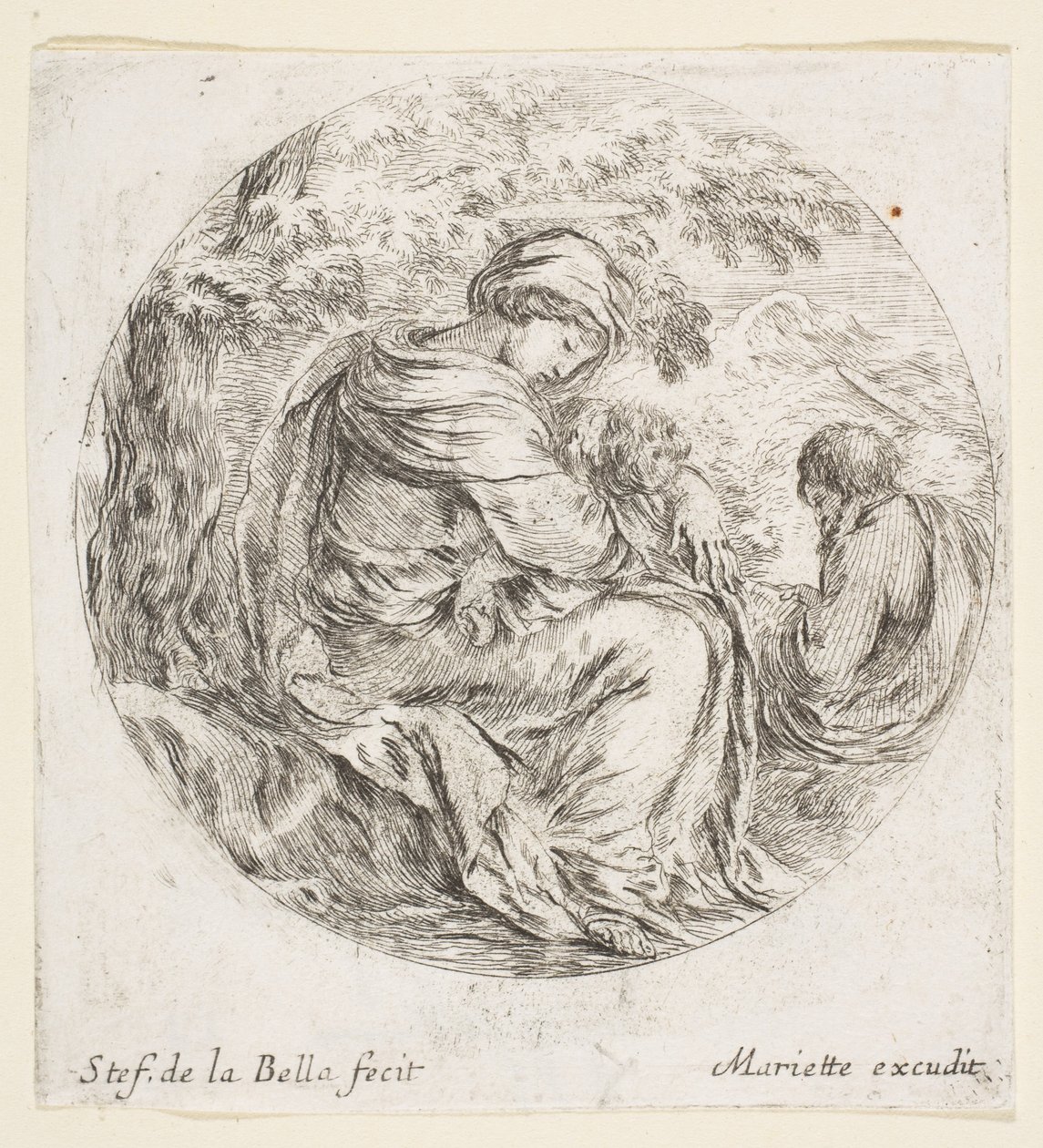 Vila på flykten till Egypten, ca. 1641. av Stefano della Bella