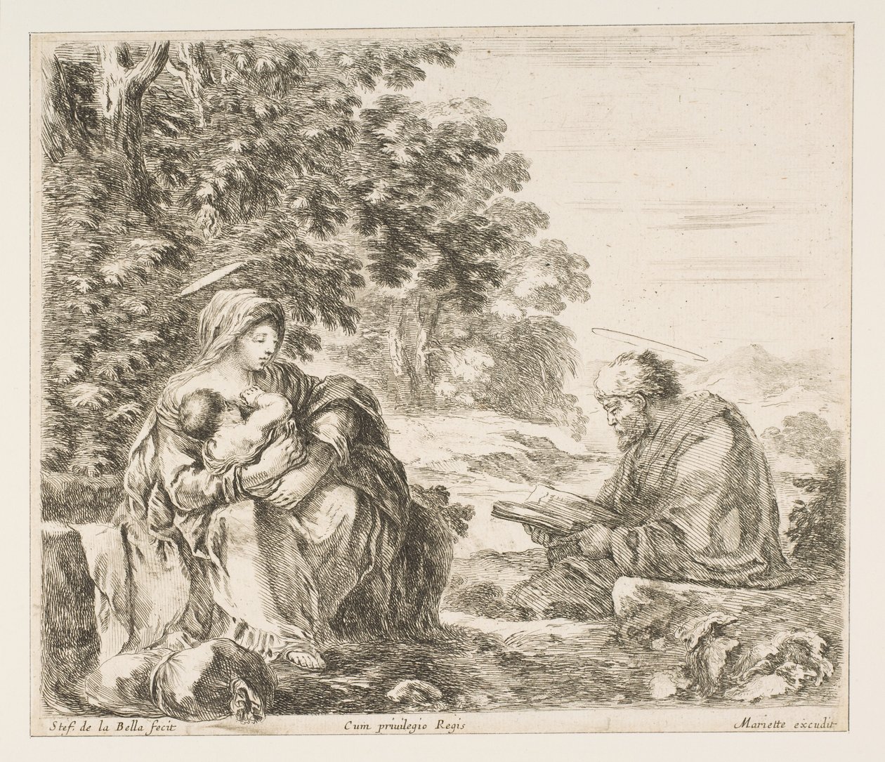 Vila på flykten till Egypten, ca. 1649. av Stefano della Bella