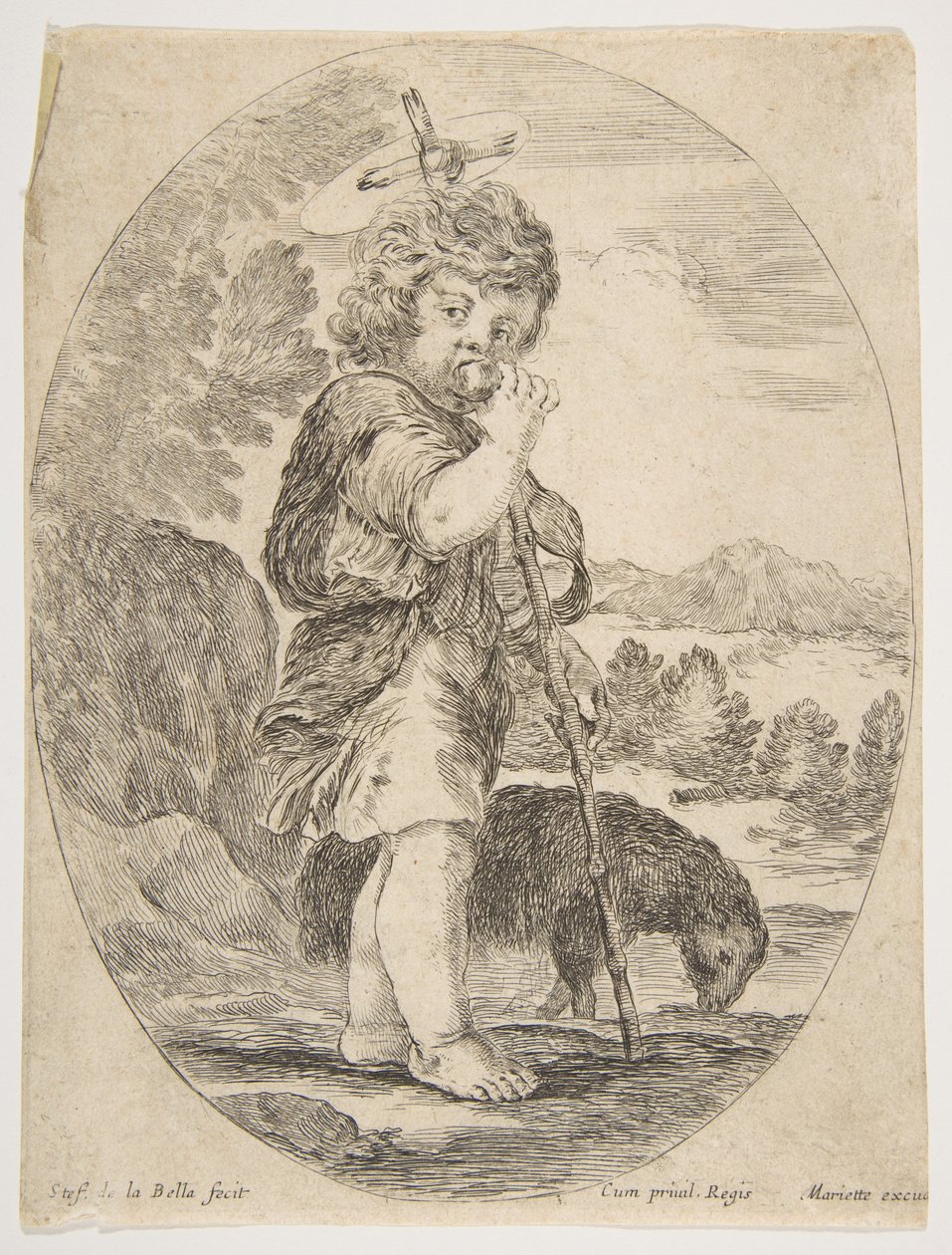 Johannes Döparen biter en bit frukt, ca. 1641. av Stefano della Bella