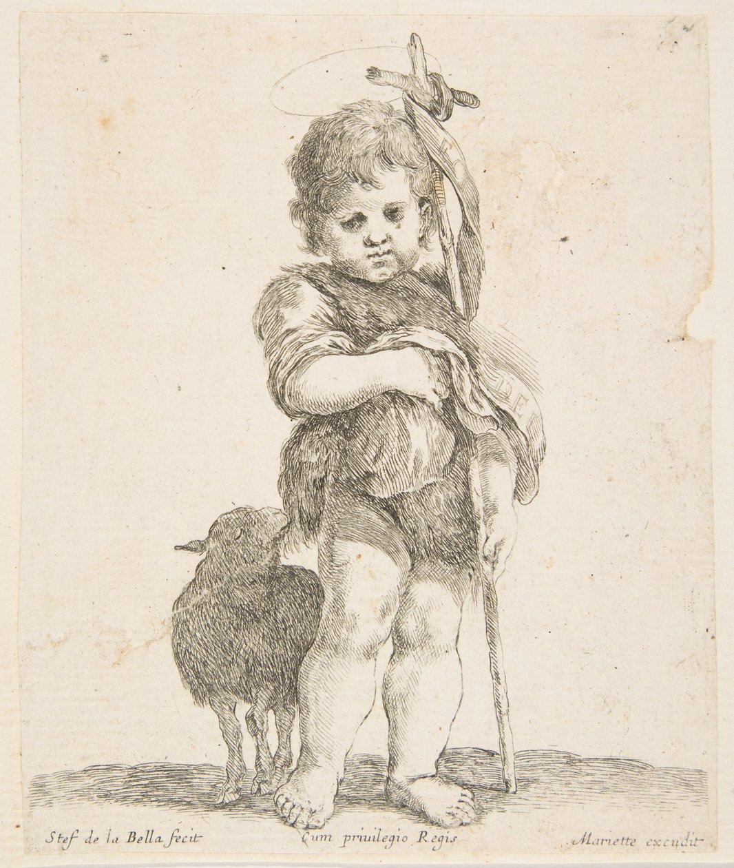 Johannes Döparen håller sin vikta mantel, ca. 1641. av Stefano della Bella