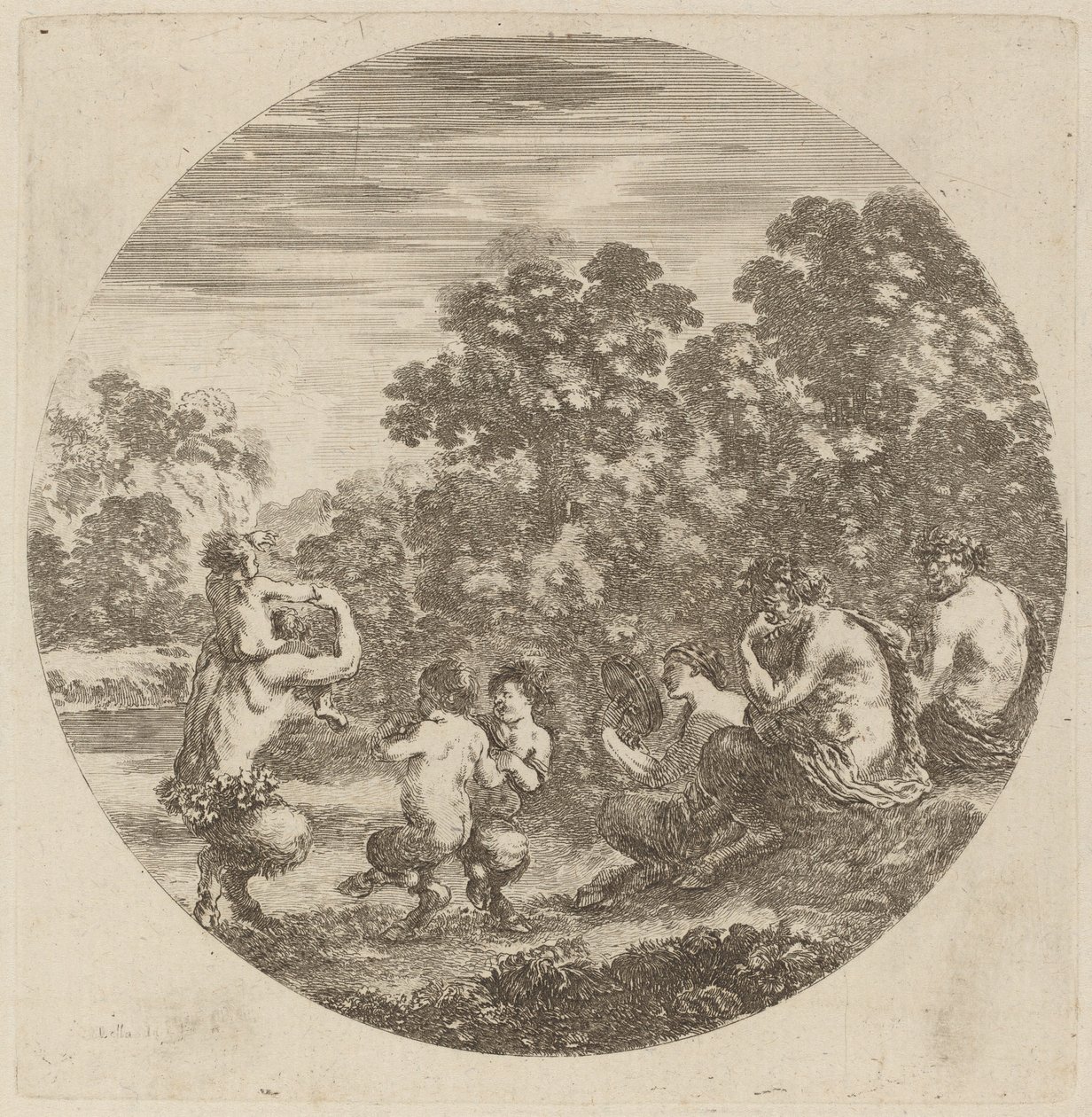 Satyrer och Faun av Stefano della Bella