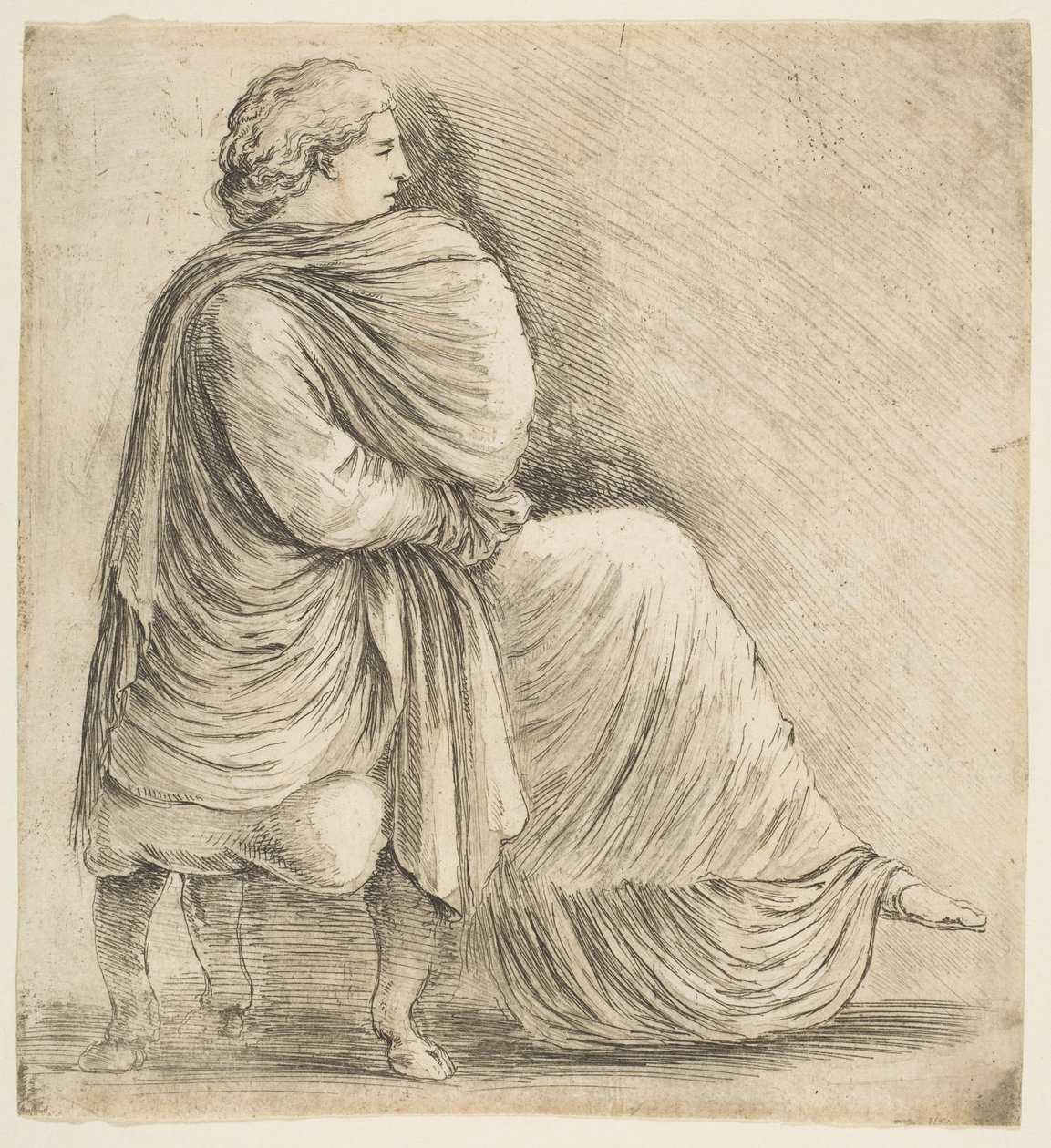 Sittande kvinna i profil efter Antique Bas Relief, ca. 1660. av Stefano della Bella