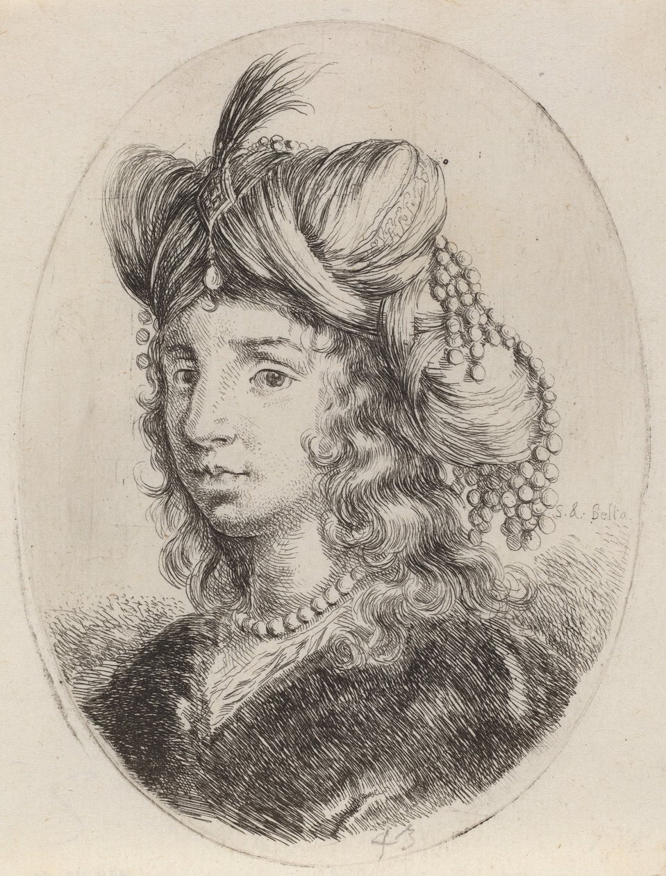 Sultanness prydd med pärlor, vänd till vänster, 16491650. av Stefano della Bella