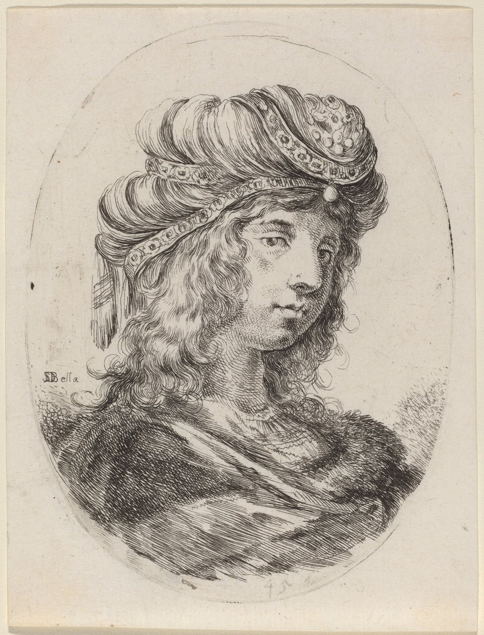 Sultanism i en bandad turban, vänd till höger av Stefano della Bella