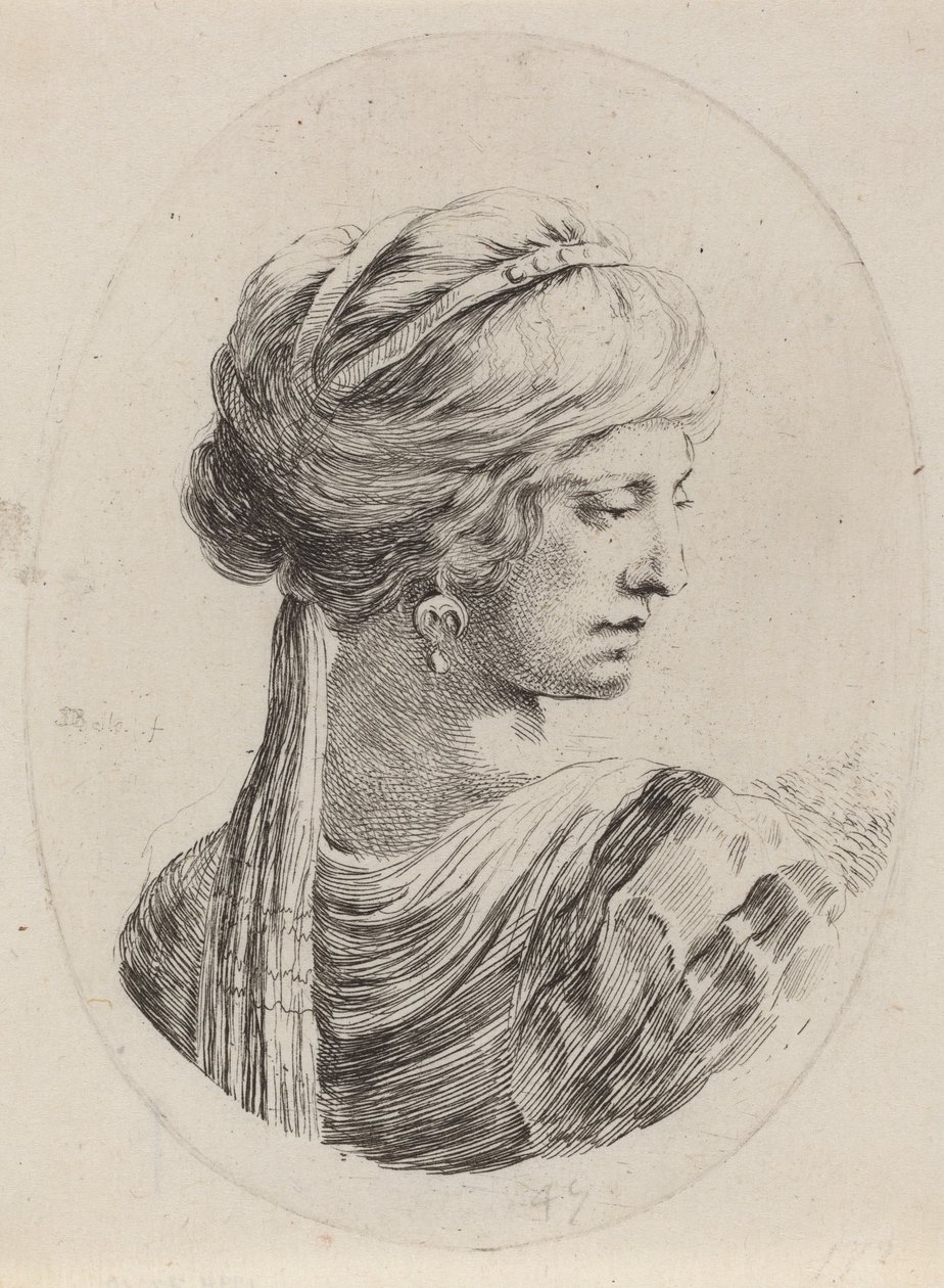 Sultanism i en beslöjad turban, sedd bakifrån, 16491650. av Stefano della Bella