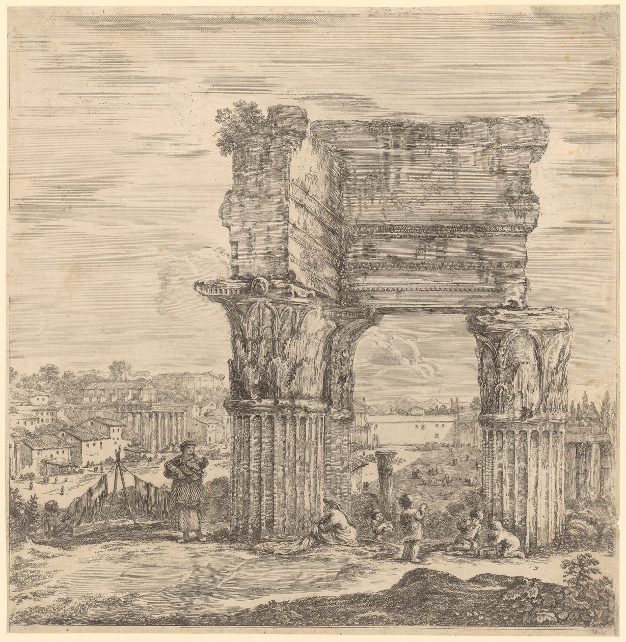Concordiatemplet och Forum Romanum av Stefano della Bella